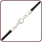 Black Waxed Cotton Necklace with Silver Plated Clasp - 16 Inches 2mm