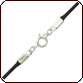Black Waxed Cotton Necklace with Silver Plated Clasp - 18 Inches 2mm