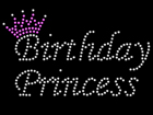 Rhinestone Biz Hot Fix Crystal Transfer Motif - Birthday Princess Script with Crown