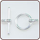 Toggle Clasp Round 12mm Simple Design - Silver Plated