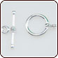 Toggle Clasp Round 8mm Simple Design - Silver Plated