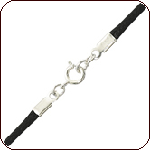 Black Waxed Cotton Necklace with Silver Plated Clasp - 24 Inches 2mm