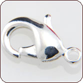 Lobster Claw Clasp 12x6.5 mm - Bright Silver Plated Brass