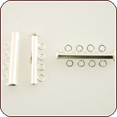 Slide Lock Clasp 4 Strand 26x10mm - Silver Plated
