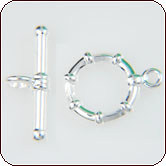 Toggle Clasp Round 11mm Wrapped Design - Silver Plated
