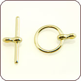 Toggle Clasp Round 12mm Simple Design - Gold Plated