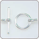 Toggle Clasp Round 12mm Simple Design - Silver Plated