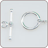 Toggle Clasp Round 8mm Simple Design - Silver Plated