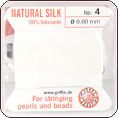 Griffin Bead Cord 100% Silk - No. 4 (0.60 mm) - White