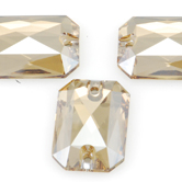 SWAROVSKI® ELEMENTS (3252) Emerald Cut Sew-on Rhinestones 28x20mm Crystal Golden Shadow