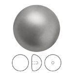 Preciosa® Nacre Button Pearl 1/2H - 6mm Pearl Effect Dark Grey