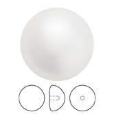 Preciosa® Nacre Button Pearl 1/2H - 10mm Pearl Effect White