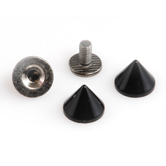 Rhinestone Biz Cone Spikes 9x7mm Screw Back - Black